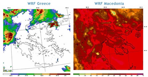WRF Greece και WRF Macedonia. Αριθμητική Πρόγνωση Καιρού από τον Τομέα Μετεωρολογίας και Κλιματολογίας του ΑΠΘ